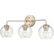 Solmer 3 Light 25.5 inch Modern Gold Bathroom Vanity Light Wall Light
